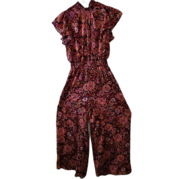 Cynthia Steffe floral wide leg smocked ruffle jumpsuit whimsigoth f - Picture 2 of 5
